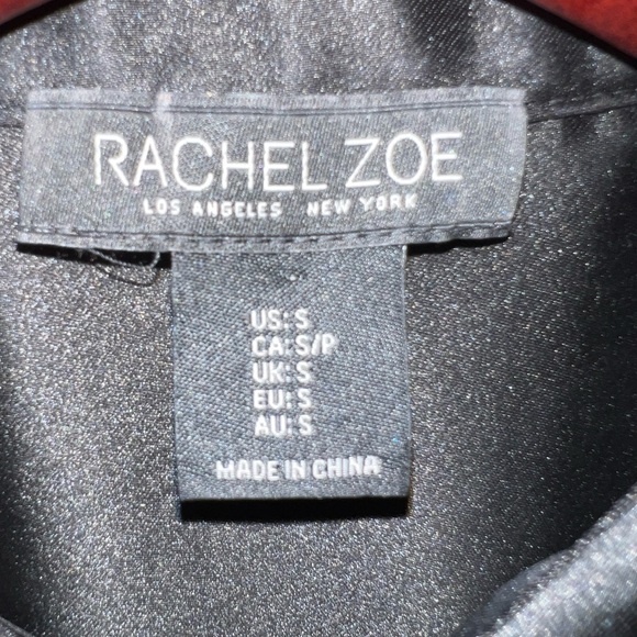 Rachel Zoe Black Satin Button Down Blouse Minimalist Luxe Career Chic S - Picture 3 of 5